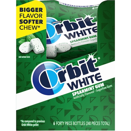 Orbit White Spearmint Soft Chew Bottle 40 Pieces, PK24